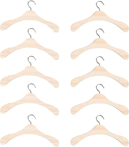 Toddmomy 20 perchas de madera para ropa de muñecas, mini perchas de muñeca para vestir de muñecas, mini perchas para ropa de muñeca, accesorios en