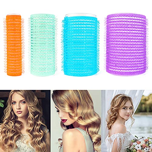 Foto von DTnewsun 44-teiliges Lockenwickler-Set, 24 Stück Lockenwickler selbstklebend und 18 zufällig gefärbte Entenschnabelklammern zum Fixieren von Frisuren. Und 2 Kämme in zufälligen Farben