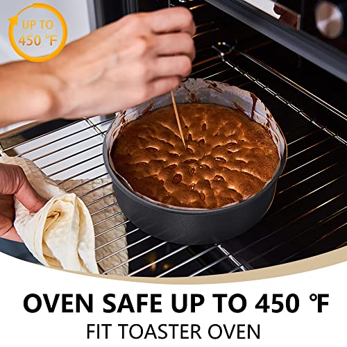 Lianyu 8 X 2 Inch Round Cake Pan Set Of 3,Black Nonstick Birthday Cakes Pans For Baking Wedding, Stainless Steel Layer Cake Pans With 90 Pieces Parchment Paper & Side Liner Roll, Dishwasher Safe #TOP6