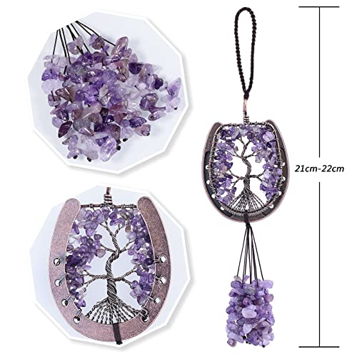 Nupuyai Amethyst Horseshoe Tree of Life Hanging Ornament - Image 2