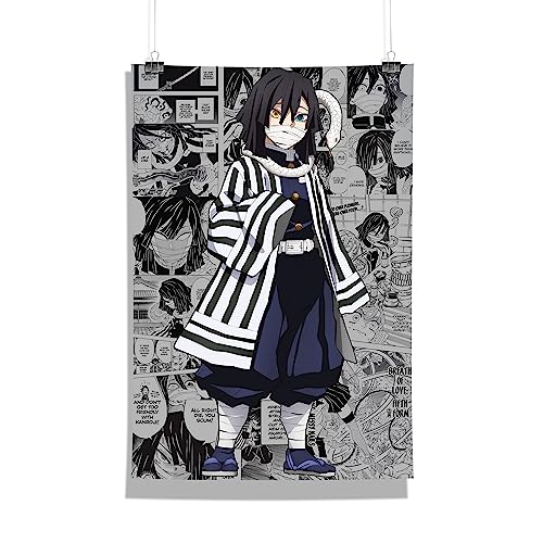 Image of MCSID RAZZ - Demon Slayer - Obanai Igure - The Serpent Hashira Design A4 Size Poster (With Frame) - Best Gift For Demon Slayer Fans /Best Artifacts To Your Home & Decor /For Anime Fandom