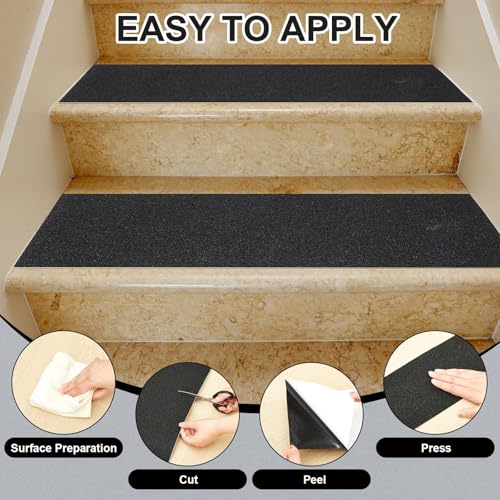 Image of Watersay Anti Slip Traction Tape 20 Inch x 20 ft Widen Waterproof Non Skid Tape Durable Grip and Friction Stair Non Slip Strips Abrasive Adhesive for Stairs Tread Steps Ramp Outdoor Indoor(Black)