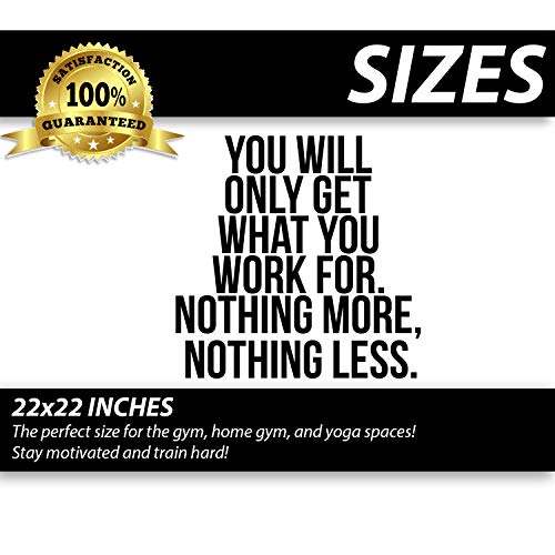 My Vinyl Story | You Will Only Get What You Work For | Large Motivational Large Gym Wall Decal Quote For Home Gym Yoga Exercise Fitness Workout Motivational Wall Art Decor Vinyl Removable Sticker 22X22 In #TOP4