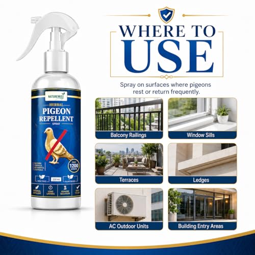 Image of Pigeon Repellent Spray for Balcony | Anti Pigeon Spray for Home | Bird Repellent for Balcony & Windows | Effective Pigeon Control Solution | Anti Bird Spray for Outdoor Indoor Use (200ML)