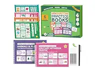 Magic Grooved Writing Practice Books,Grooved Handwriting Practice for Kids 3-5,Reusable Groove Workbooks,Preschool Learning Activities with Auto-Disappearing Pen,Birthday Gifts for Kids 3+(6-Book)