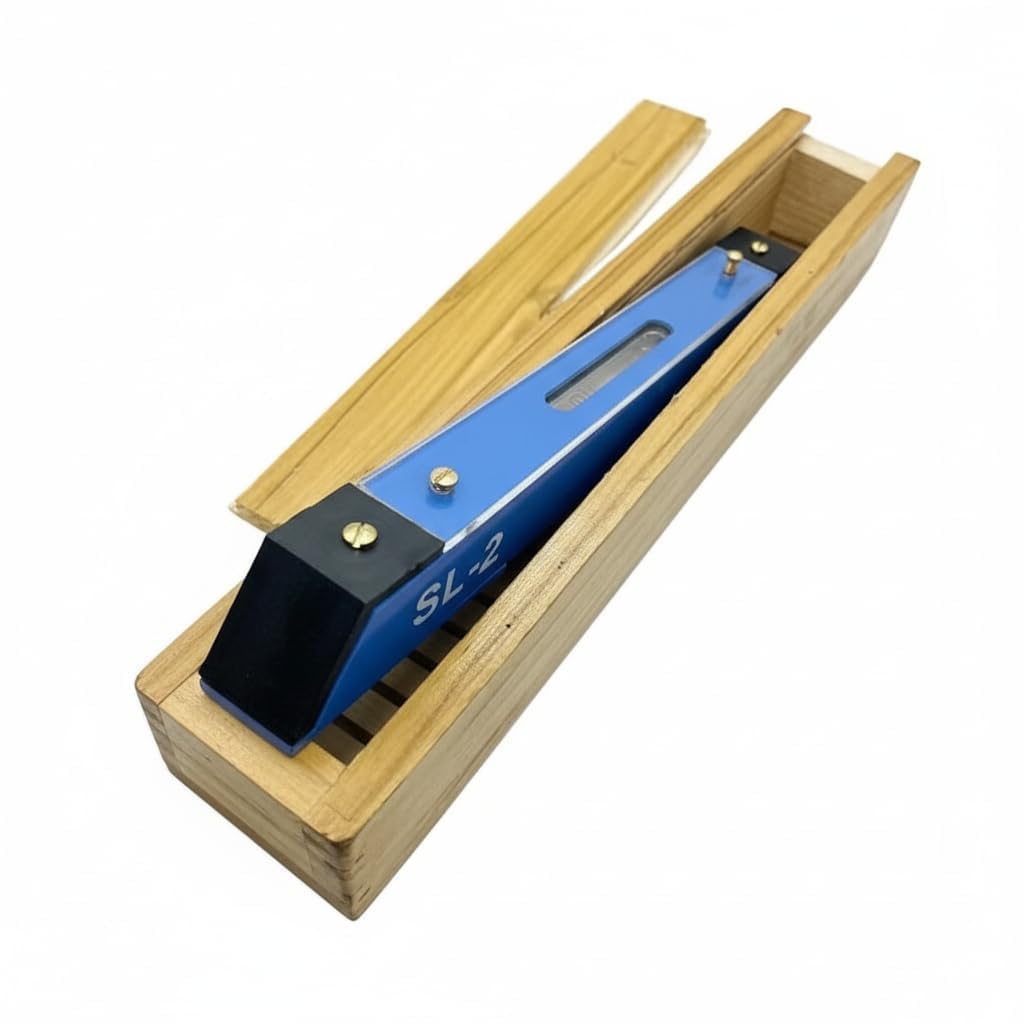 SL-2 Precision Spirit Level, Blue, Aluminium Body, with Wooden Storage Box, Professional Measuring Tool-image-44