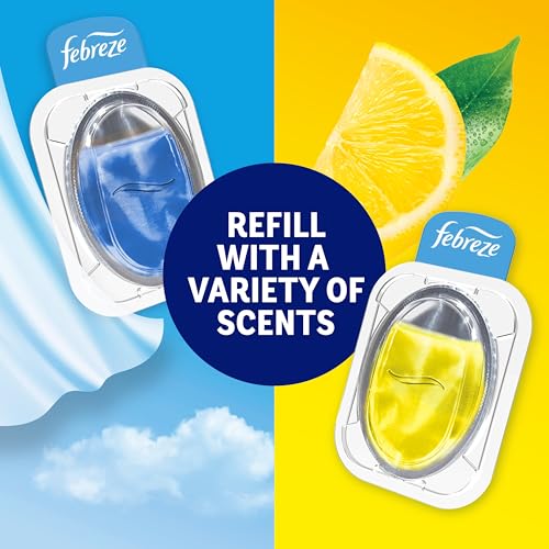 Febreze Trash Odor Fighter, Trash Can Air Freshener, Stick-On Deodorizer for Garbage Cans, Diaper Pails, Works with Scented Trash Bags, Fresh Lemon and Linen & Sky Scents, 2 Holders + 2 Refills - Image 10
