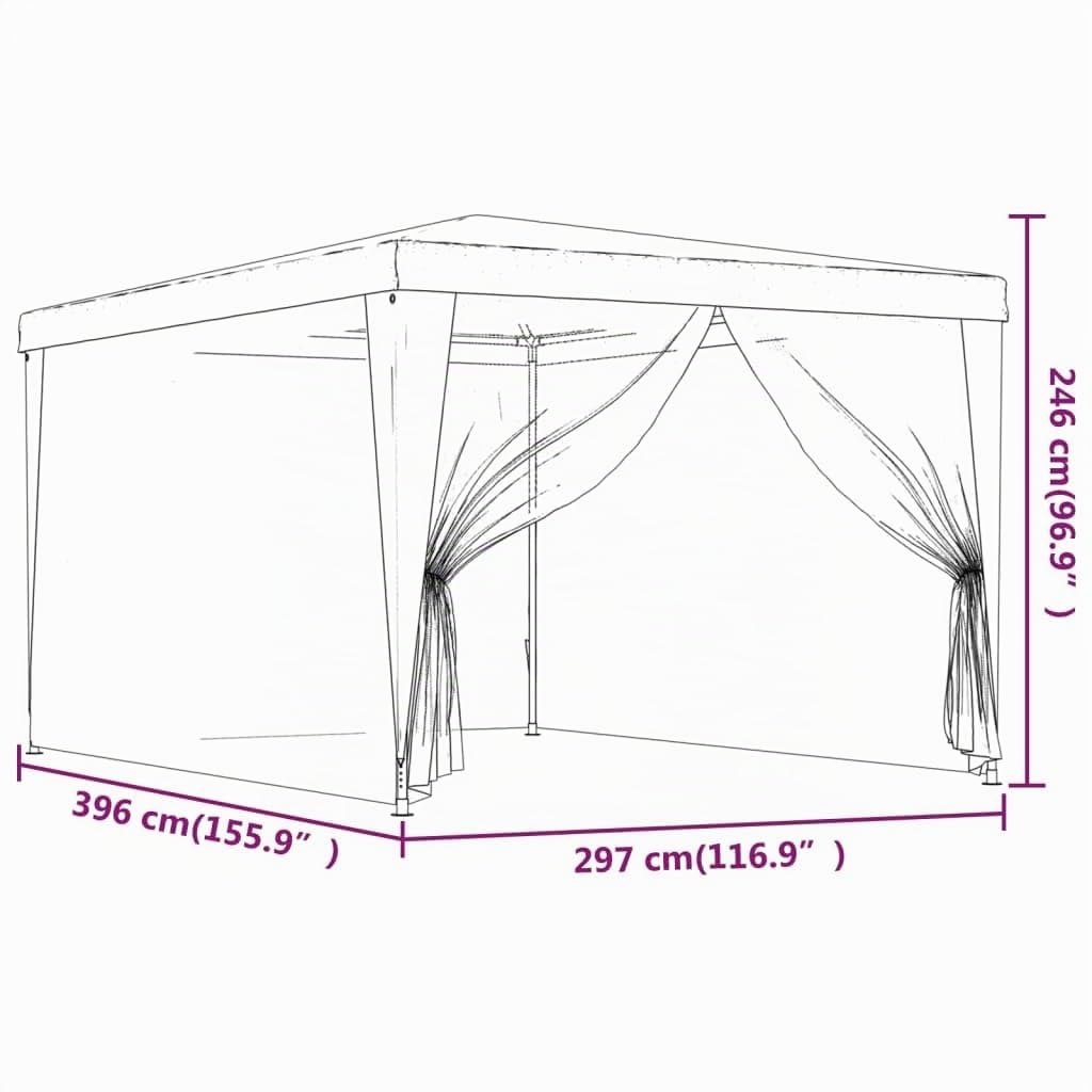 vidaXL Tente de fête avec 4 parois latérales en Maille Bleu 3x4 m PEHD