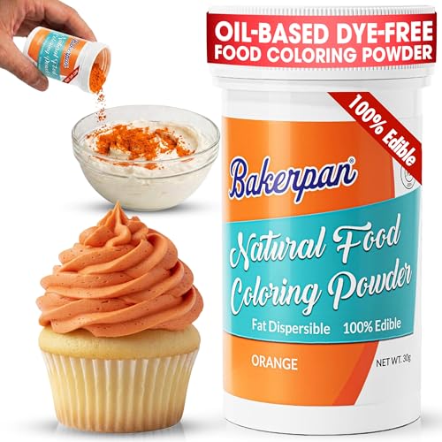 Image of Bakerpan Orange Food Coloring Powder for Baking - 30g Oil Based, Artificial Dye-Free, Plant-Based, Kosher, Gluten-Free - For Buttercream, Chocolate, Candy & Cakes