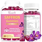 Natural Saffron Gummies - Sugar Free Saffron Supplement with Saffron Extract 100 mg, Magnesium, GABA, Rhodiola - Mood | Focus | Vision | Energy Support - NonGMO Vegan - 120 Gummies, 2 Month Supply
