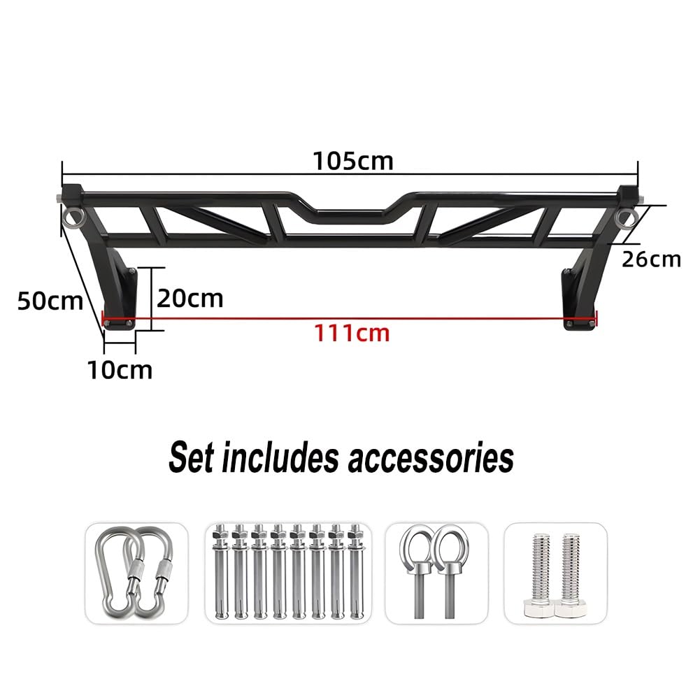 GRRICEPL Ceiling Mounted Multi-Grip Chin Up Bar, Wall Mount Punching Bag Stand, Perfect for Bodybuilding & Powerlifting Workouts(150x50x20 cm/26)