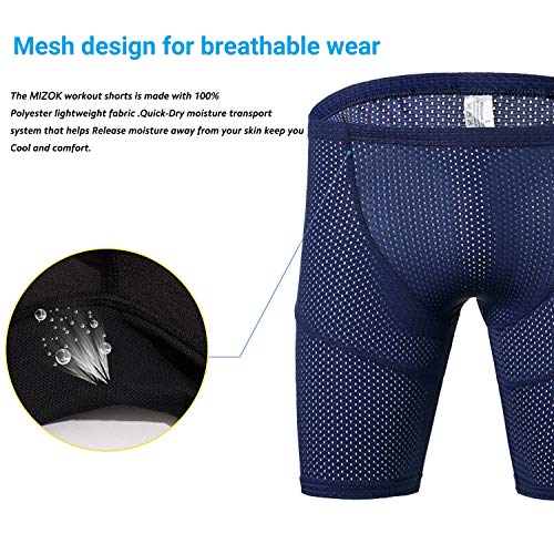 Mizok Mens Jammer Swimsuit Bodybuilding Tight Gym Workout Shorts (Navy Blue,Us M/Tag L) #TOP4
