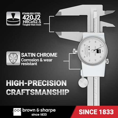 Pinza de esfera de precisión 0-8 pulgadas Brown & Sharpe para lecturas claras con cara blanca 4