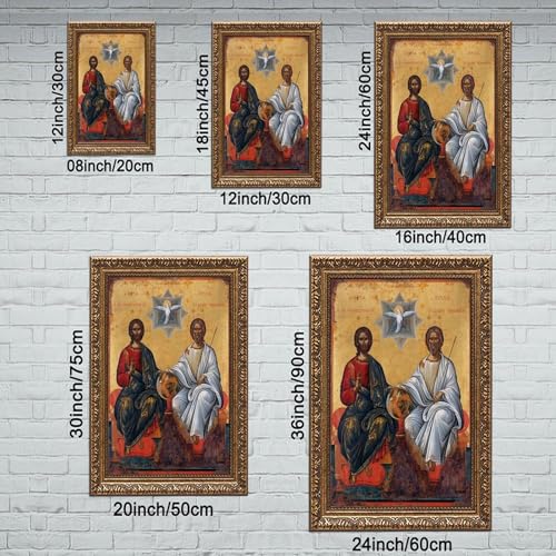 Sainte Trinité Damaskenos impression sur toile cadre suspendre 30x45cm - 2