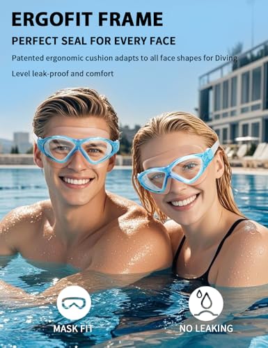 Image of Adult Swim Goggles, Liquid Silicone Anti Fog Swimming Goggles for Men and Women with Anti-Fog /UV & 180 Clear View