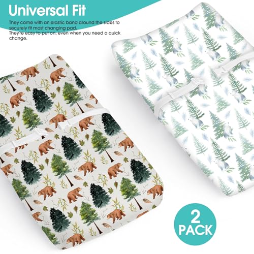 Image of BROLEX Changing Pad Covers for Baby: Boy Girls Ultra Stretchy Soft 2 Pack, Brown Polar Bears