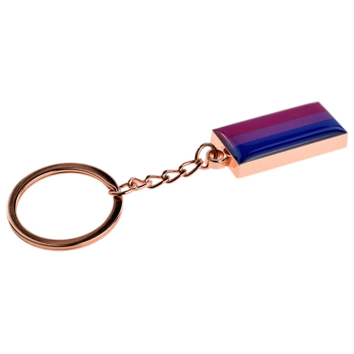 Gtr-Prestige Giftware Rose Gold Bisexual Flag Design Finish Keyring