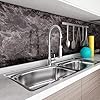 Marble Contact Paper Glossy Black Brown Waterproof Peel and Stick Countertop Contact Paper 24 x 118 Self Adhesive Marble Wallpaper for Kitchen Backsplash Bathroom Table Cabinets Drawer Liner Yenhome