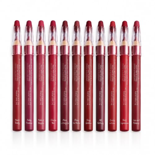 Image of Pack of 12 Lipstick Crayon Pencil Set | Matte Lip Crayon with Sharpener | Long Lasting Waterproof Lip Liner & Lipstick Combo | Multicolor Shades
