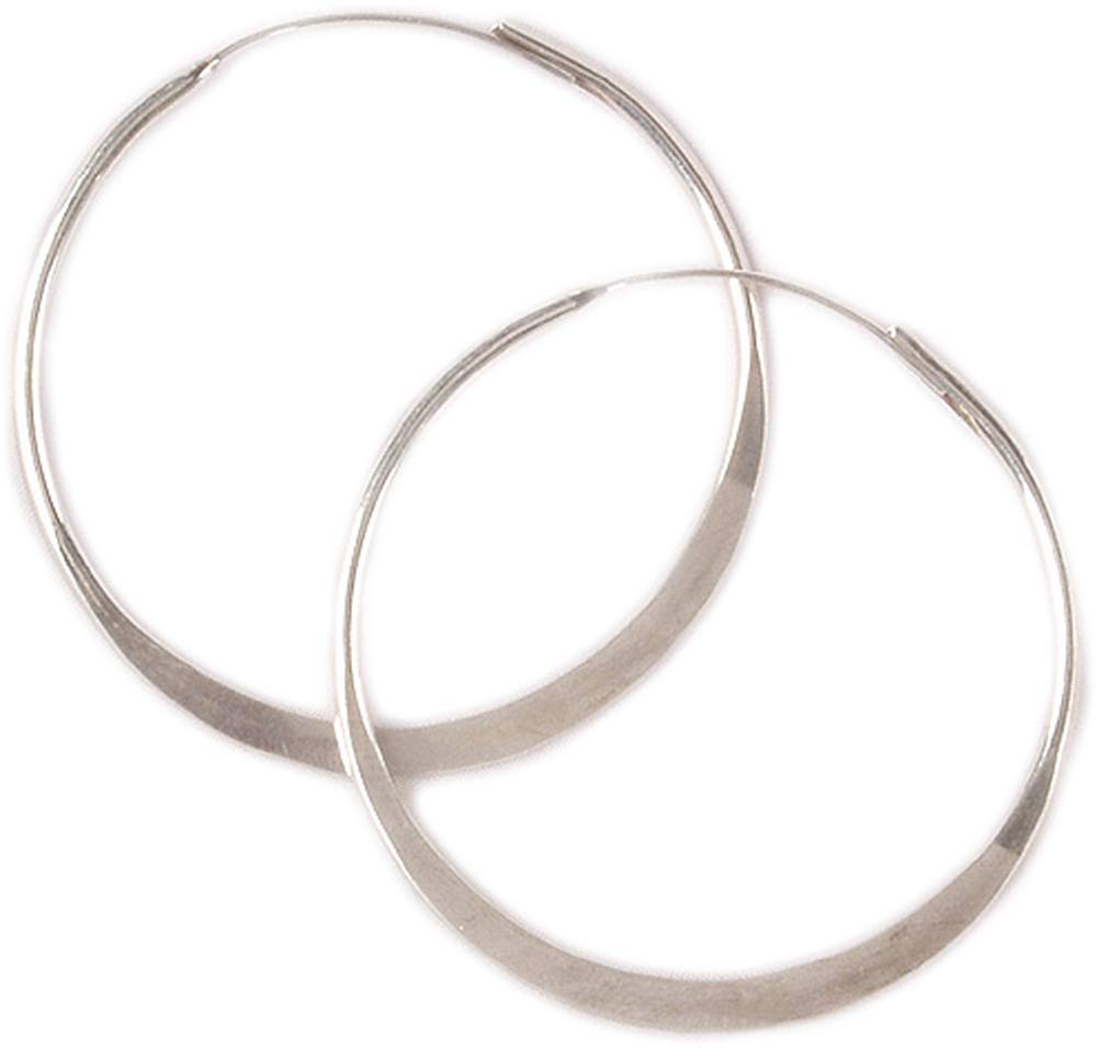 Earrings - Hammered Sterling Silver Hoops, Endless Styling - 1.25 Inch Diameter