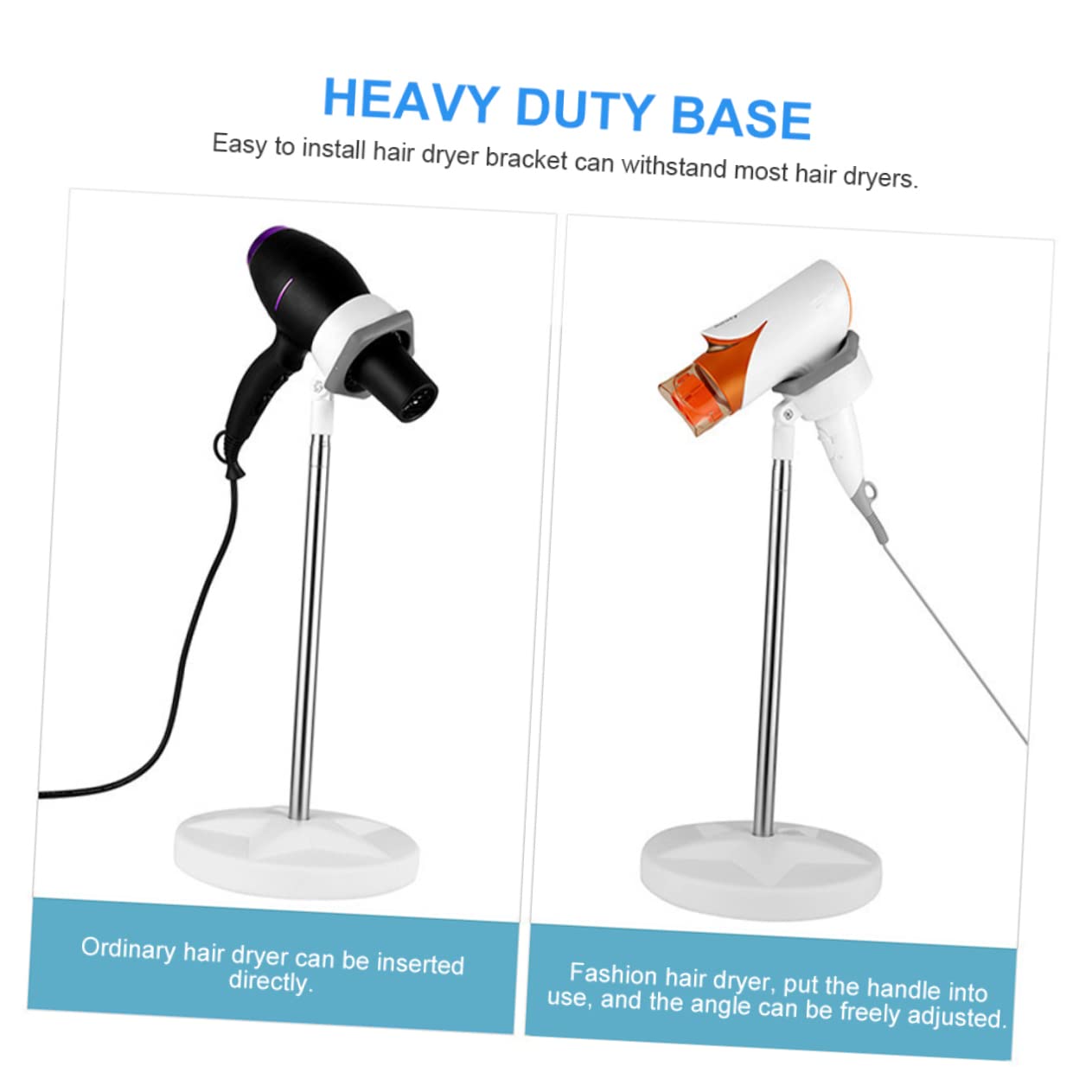 Supporto per Asciugacapelli Regolabile 50-106cm in Acciaio Inox per Toelettatura Pet e Uso Domestico, Porta Phon Mani Libere Bianco per Amici degli Animali