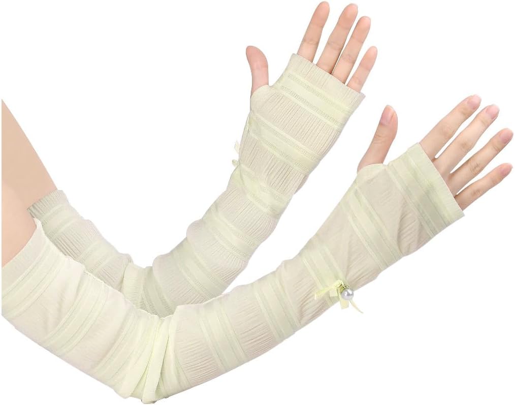 uxcell Women's Outdoor Long Gloves Soft Sun Block Fingerless Arm Sleeves