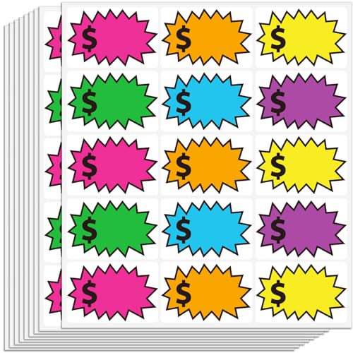 300 Pcs Garage Sale Stickers, (2"x3") Removable Adhesive Yard Sale Price tag Stickers with Space to Write Pricing, Rummage Sale Price Labels for Retail, Flea Market, Annual Community Sales