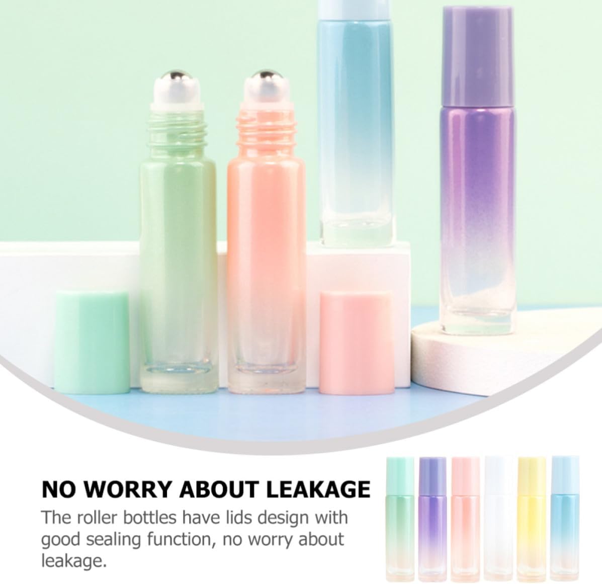 Unomor 6 Pcs 5ml Glass Roll-on Bottles for Essential Oils Lightweight Refillable Roller Bottles with Stainless Steel Rollers Portable for Travels and Trips