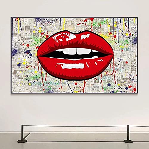 Toile lèvres art original coloré pour collectionneur de peinture graffiti moderne