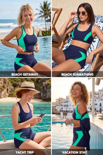 Image of Beautikini Period Swimwear Menstrual Leakproof Swim Shorts Quick Dry 3 inch High Waist Bathing Suit Bottoms for Teen Girls Women