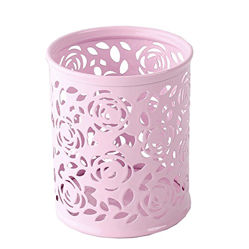 Naisidier Porte-stylo Conteneur de Stylo Crayon Vases Métal Porte-pot Organisateur de Stockage Papeterie Brosse Rose Roses Creux en Métal