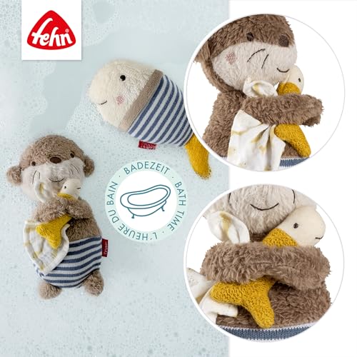 Fehn Badetier Otter – Schwimmendes Stoff-Badewannenspielzeug für Abwechslung und fröhlichen Badespaß, für Babys und Kinder ab 0+ Monaten