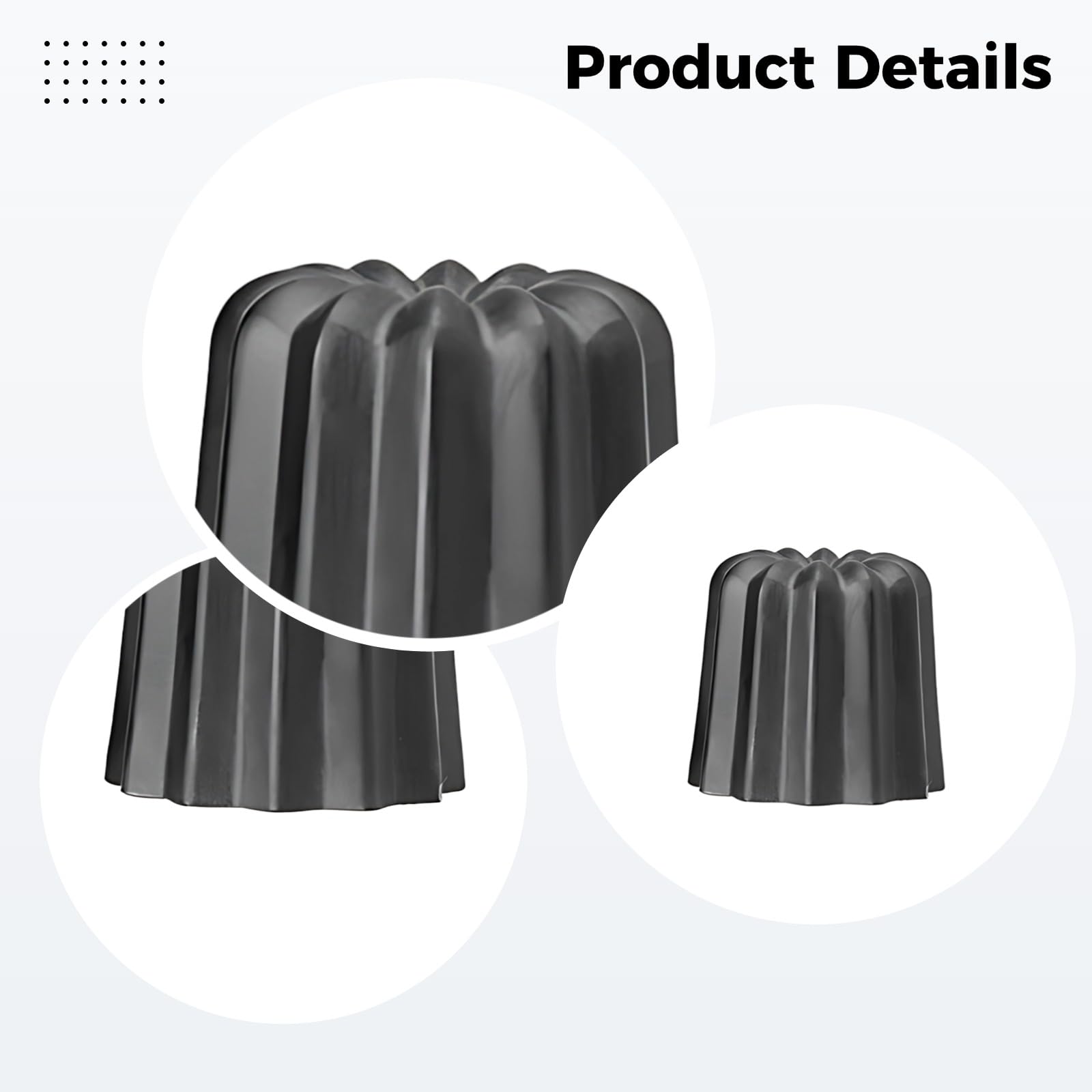 Lot de 5 moules à cannelés antiadhésifs en aluminium monobloc, moules à madeleines sans joint pour la pâtisserie, démoulage facile, formes régulières, pour desserts et cuisson