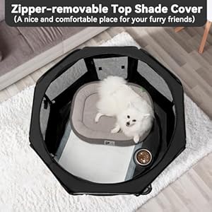   PETSFIT-Dog-Playpen-36-Sturdy-Pop-Up-Dog-Kennel-Foldable-Dog-Pen-Indoor-Outdoor-Puppy-Playpen-for-Medium-Dogs-Cats-with-Traveling-Bag-Zipper-Sealed-Removable-Mesh-Top-Leakproof-Bottom-Mat-Black-M