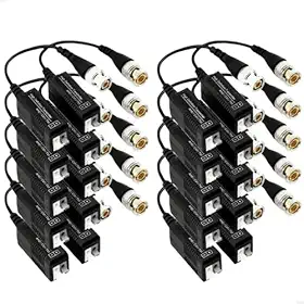 Balun Vídeo para Câmera de Segurança, 10 Pares, Compatível com Intelbras AHD CVI Multi HD, Conversor de Sinal