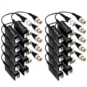 Balun Vídeo para Câmera de Segurança, 10 Pares, Compatível com Intelbras AHD CVI Multi HD, Conversor de Sinal