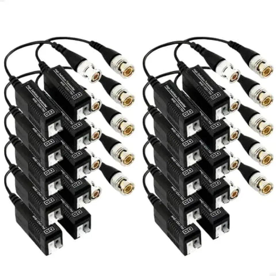 Balun Vídeo para Câmera de Segurança, 10 Pares, Compatível com Intelbras AHD CVI Multi HD, Conversor de Sinal