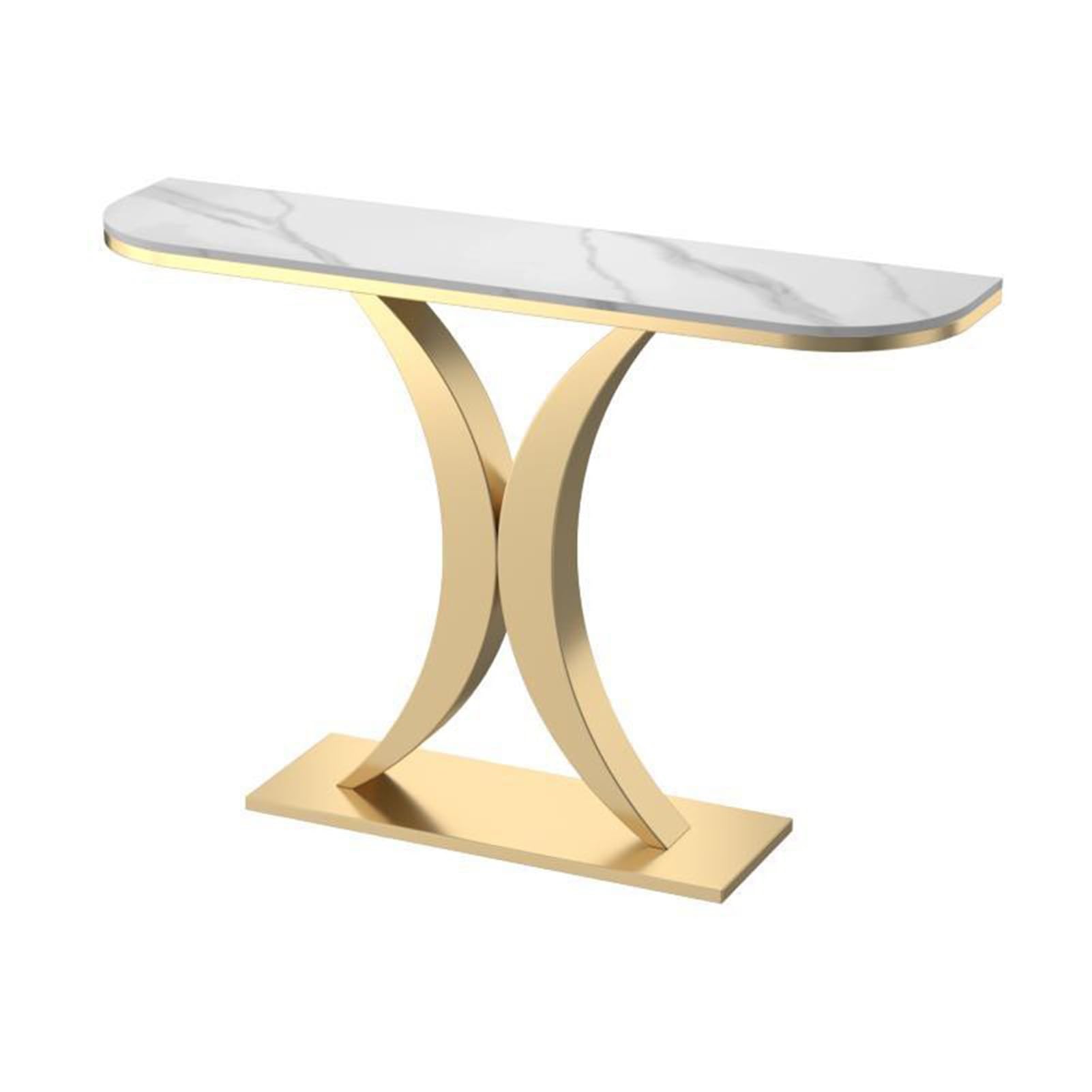 Mesa consola estrecha para recibidor, mesa auxiliar moderna tipo consola, mesa consola con estructura metálica, mesas auxiliares para pasillo, entrada, vestíbulo, sala de estar, fácil de montar (A,