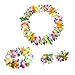 Hawaiian Luau multicolor flower Leis Jumbo necklaces bracelets headband set