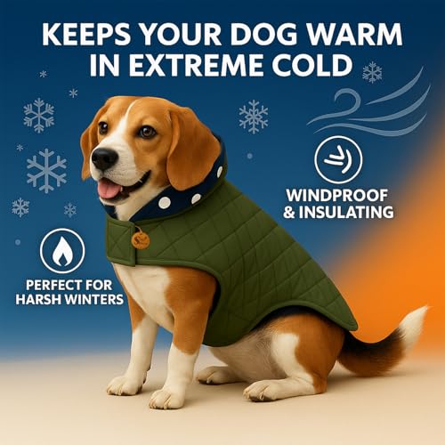 Image of Sage Square Dual-Sided Polka Dot Dog Jacket - Protective Cold-Weather Gear for Pets, Lightweight, Cushioned, Designed for Warmth & Comfort Indoors or Outside (Polka Navy Blue, XXL - 22 Inch)