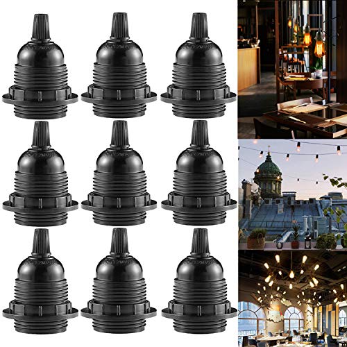 Mornajina E27 E26 Light Socket, 9 Packs Edison Retro Pendant Lamp Holder, Medium Screw-in Lamp Socket for Edison Bulb, Vintage Screw Light Holder Light Socket (#402 Style)