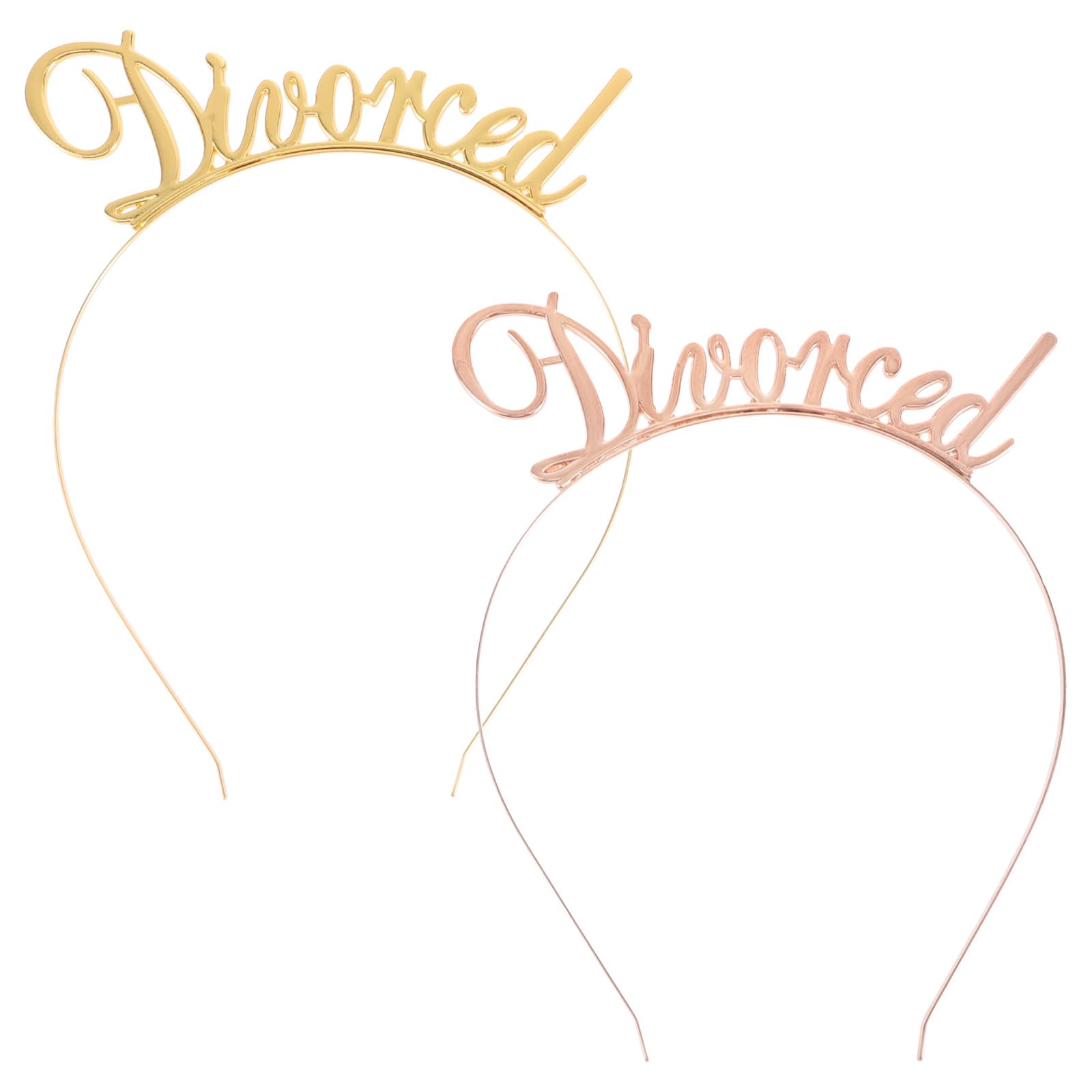 Amosfun 2pcs Divorced Headpiece Girl Tiara Headband for Decorations (Golden+ Rose Gold)
