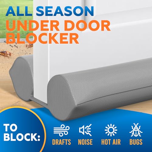 2 Pack Under Door Draft Stopper - Bottom Door Gap Filler & Seal - Fits 30” to 36” Door, Block Cold Air, Noise, Sound, Wind, Bugs, Easy to Install, Double Side Block, No Adhesive, Gray by Comfyanno - Image 2