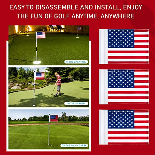 Moukeren 9 Pcs Golf Flag 8 x 6 Inch Putting Green Standard Practice American USA Double Side 420d Nylon for Indoor Outdoor Backyard Veterans Day Patriotic(hole Diameter 0.51) by Moukeren - Image 7