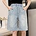 12-14 Years Bermuda Baggy Denim Shorts for Girls High Waist Straight Leg Summer Shorty Trendy Fashion Athletic Clothes Jorts Daily Wear Blue