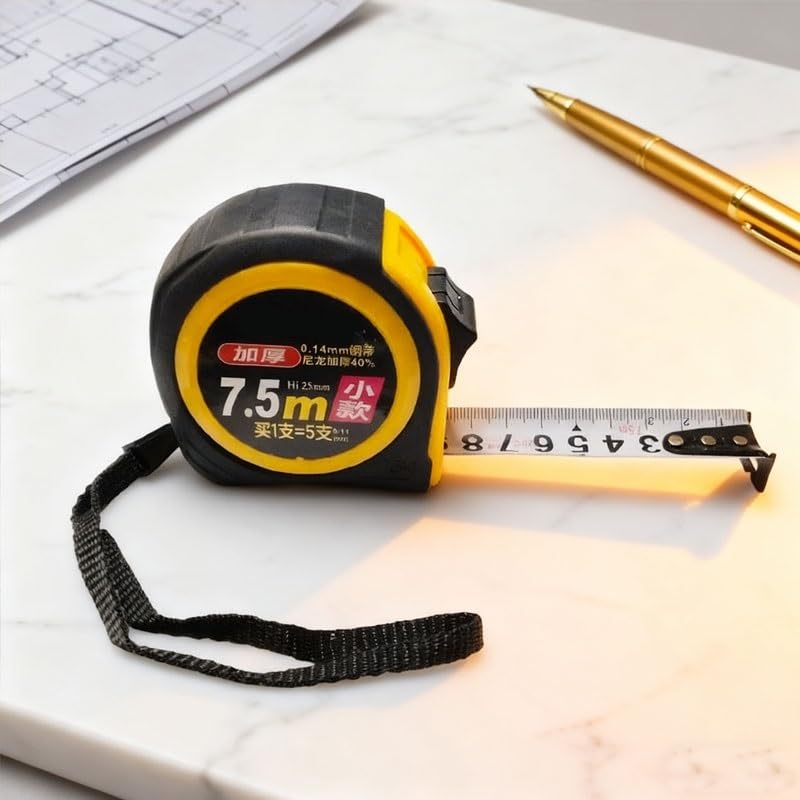 Cinta métrica de carpintería endurecida y gruesa resistente al desgaste, 5m/7,5 m, medición doméstica alta precisión retráctil(7.5m-1pcs)