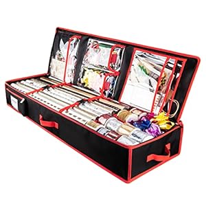 BRANTMAKER Wrapping Paper Storage Wrap fabric Storage Bag (40.5 * 14 * 6 in) with Durable OxfordFabric, for Xmas Birthday Gift Wrapping Paper Roll Accessories (Without Fibre Rods)