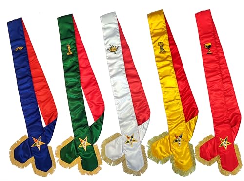 Generic Masonic OES Five Color Sisters Customize Sash - Complete Sash Set, standard