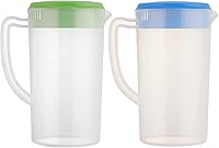 Vista 1 de Jarra de agua de plástico de 81 oz/2.4 litros/0.63 galones con tapa, juego de 2 jarras sin BPA, jarra de agua para bebidas calientes/frías, té Azul