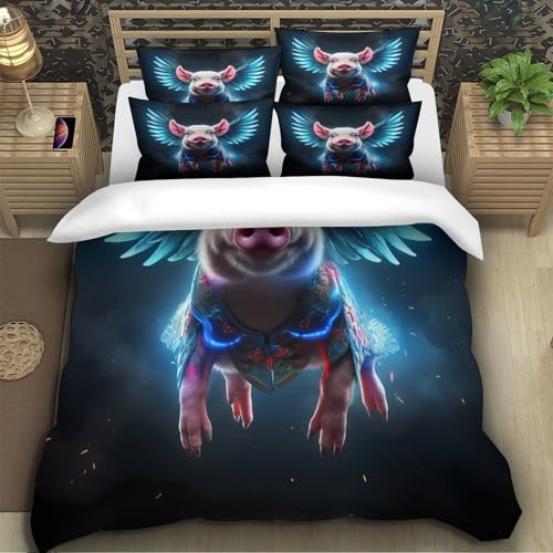 Housse de couette cochon volant pour chambre d'enfant douillette - 5